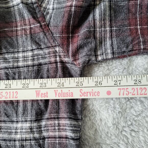 Weatherproof Vintage Men’s 2XL Flannel Shirt Gray Maroon Plaid Western Cowboy - Picture 9 of 10